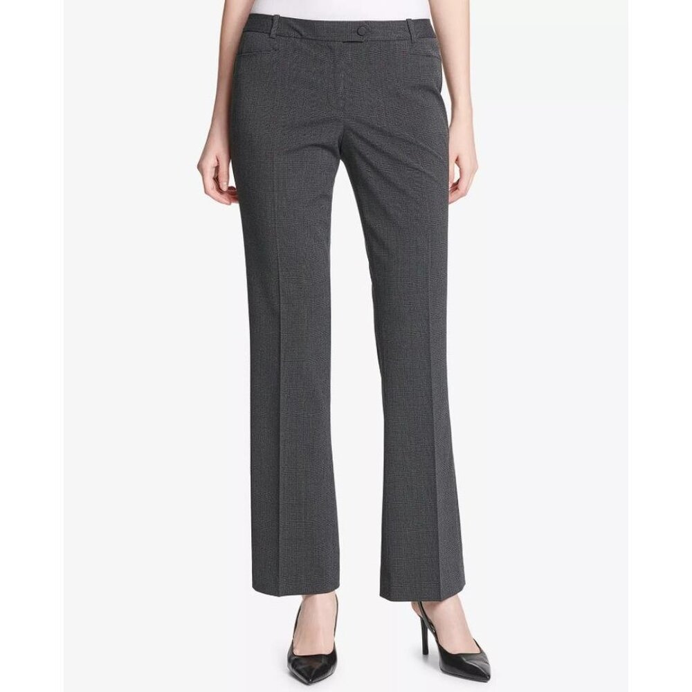 CALVIN KLEIN Women's Petite Modern Fit Trousers Size 6P In Grey